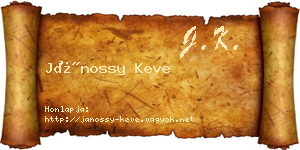 Jánossy Keve névjegykártya